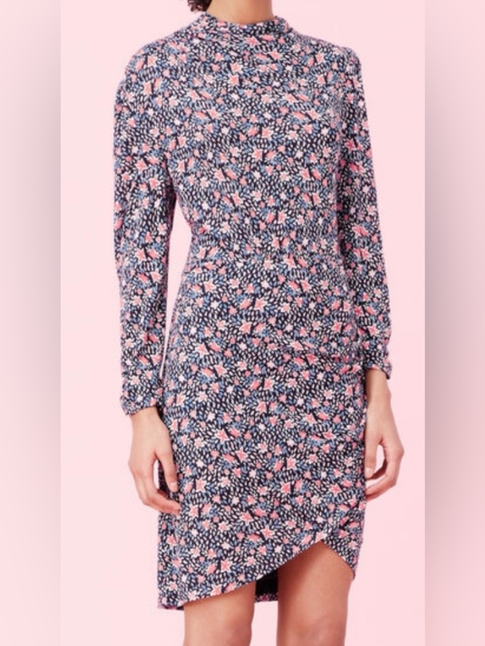 Rebecca Taylor Dress size XS long sleeve floral fitted wedding spring pink navy